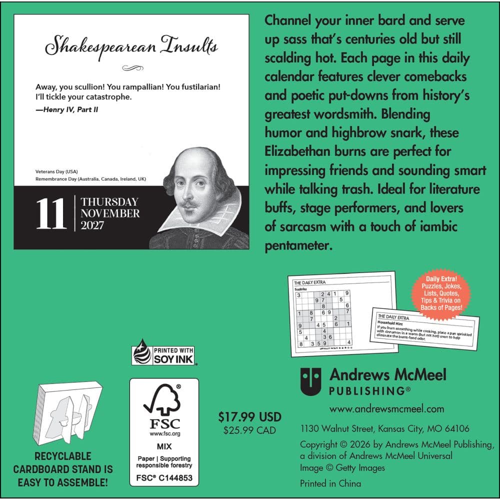 Shakespearean Insults 2027 Desk Calendar First Alternate Image