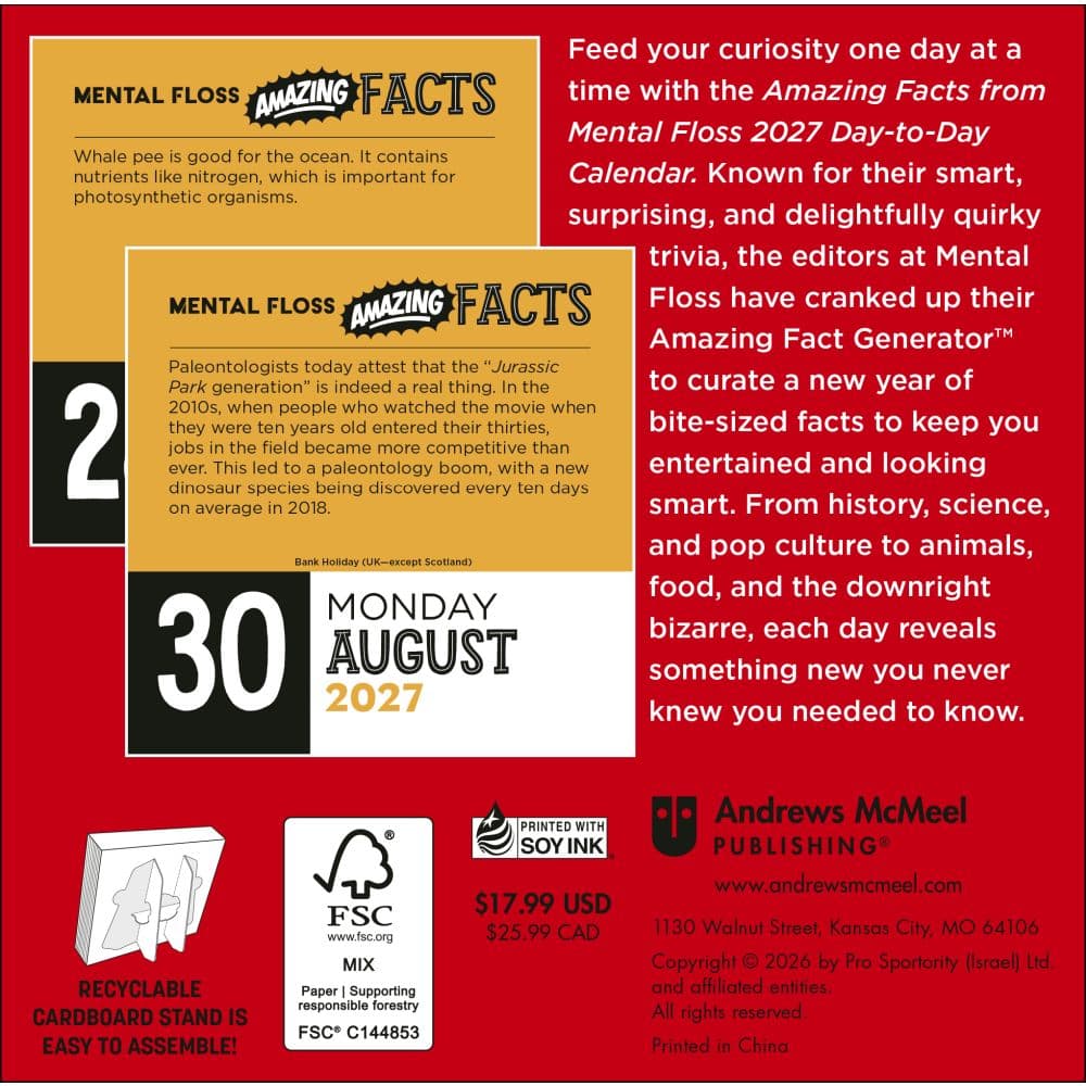 Mental Floss Amazing Facts 2027 Desk Calendar First Alternate Image