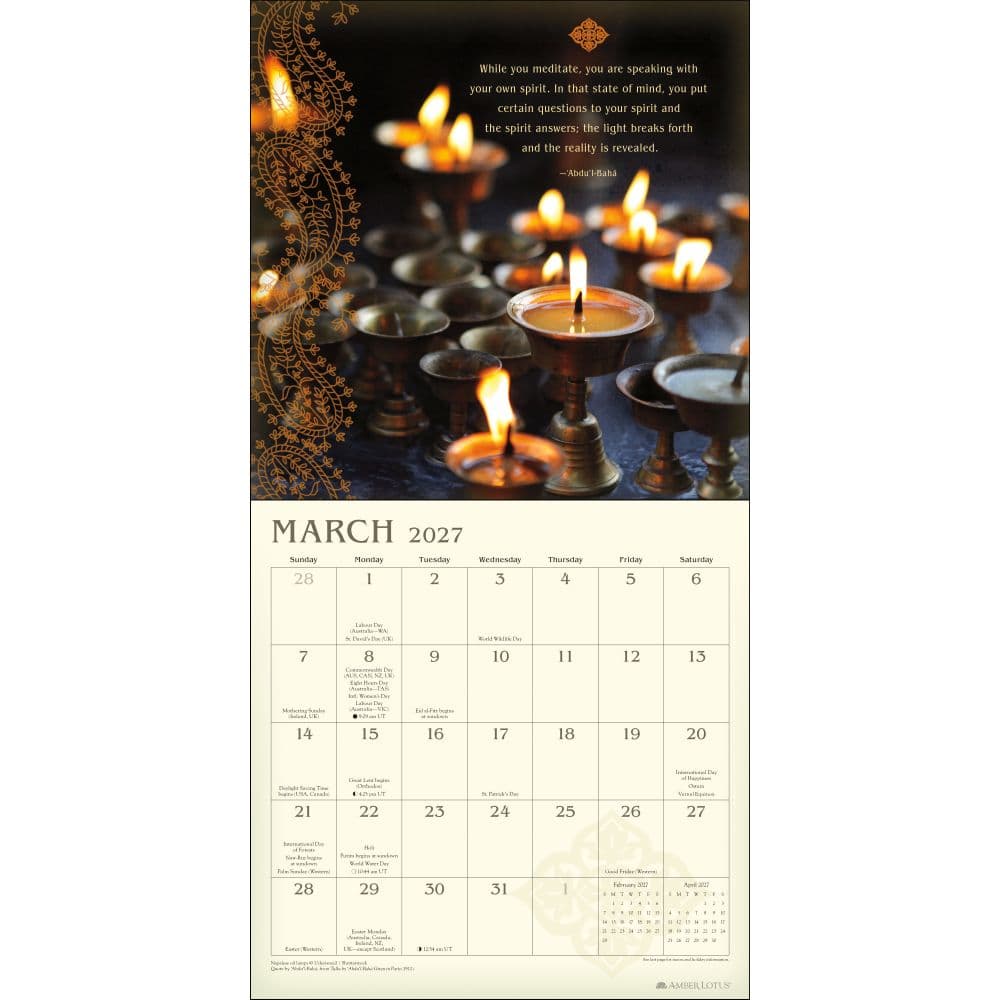 Meditation 2027 Wall Calendar Third Alternate Image