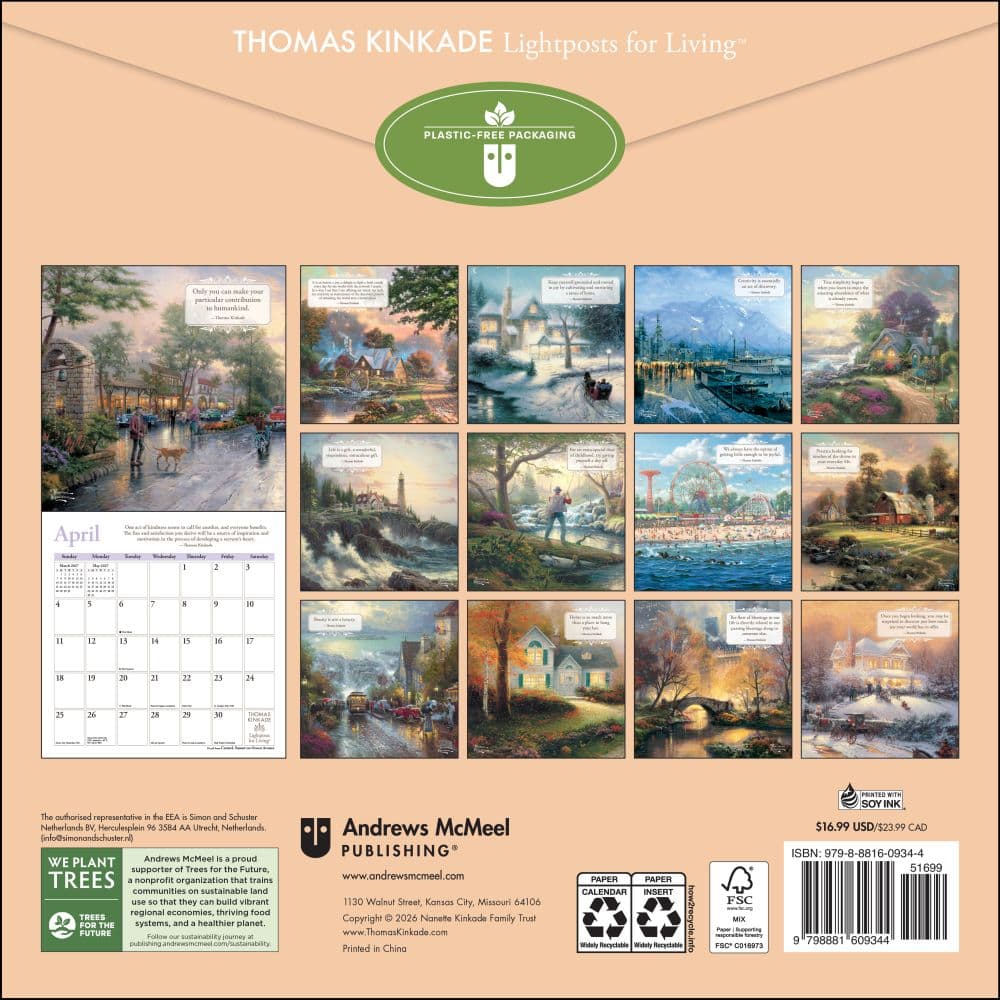 Thomas Kinkade Lightposts for Living 2027 Wall Calendar First Alternate Image