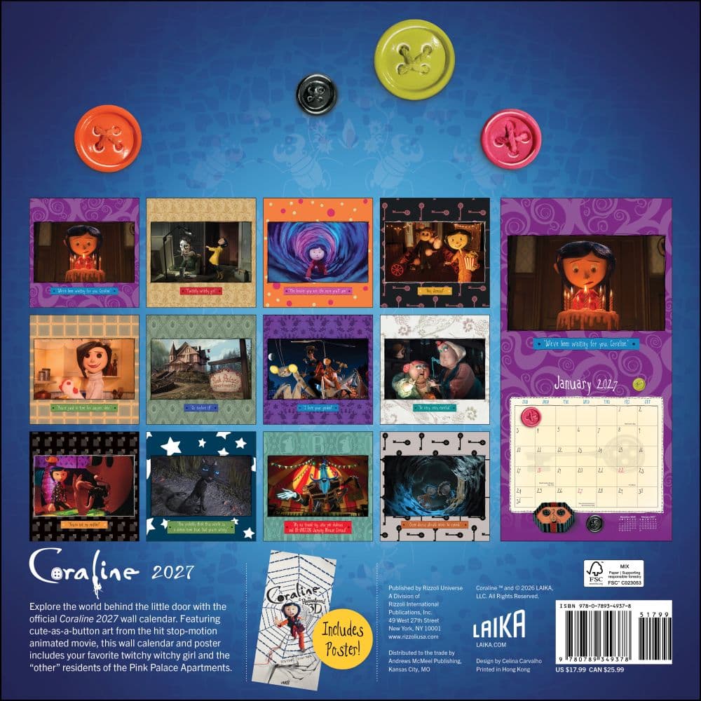 Coraline 2027 Wall Calendar First Alternate Image