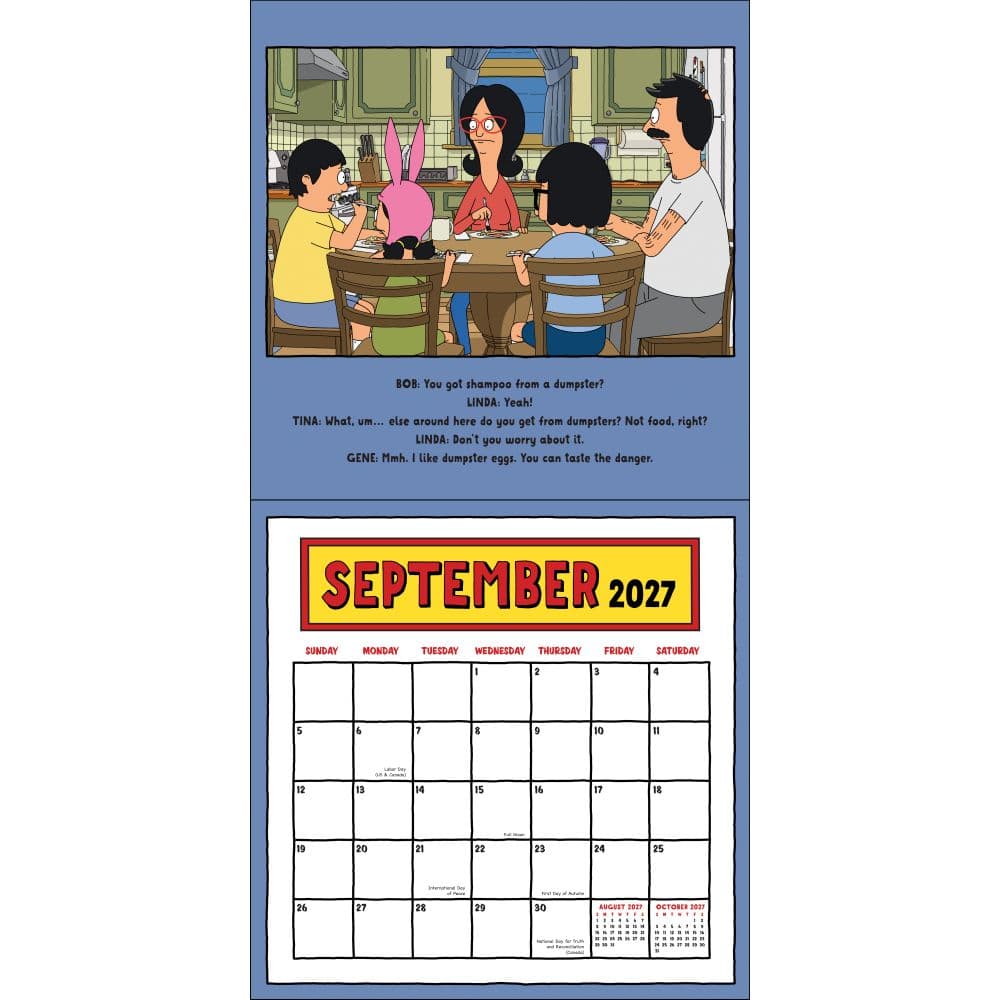 Bobs Burgers 2027 Wall Calendar Third Alternate Image