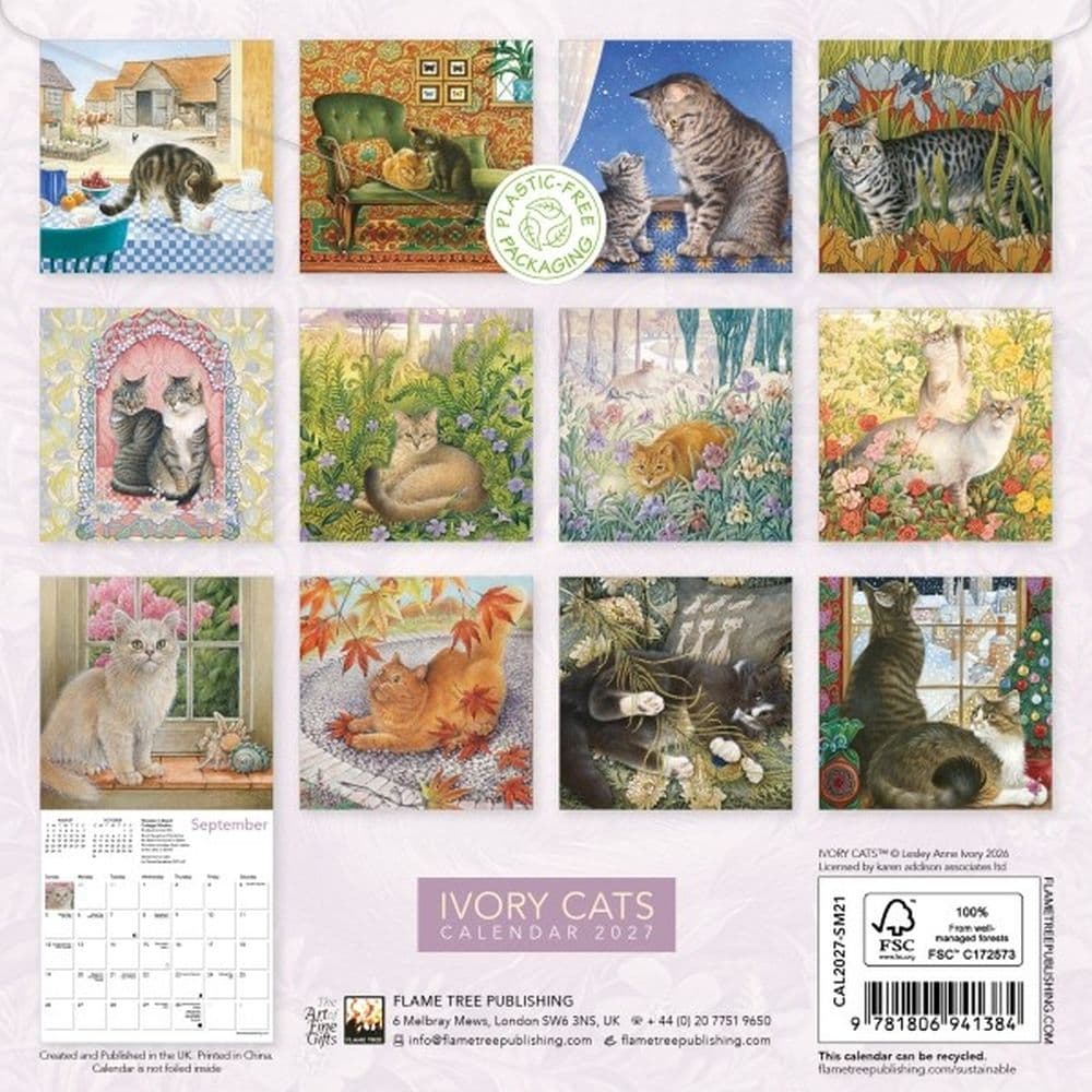 Ivory Cats by Lesley Anne Ivory 2027 Mini Wall Calendar First Alternate Image