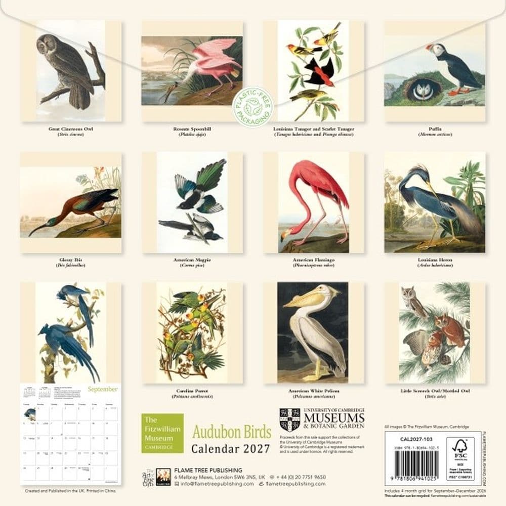 Fitzwilliam Museum Audubon Birds 2027 Wall Calendar First Alternate Image