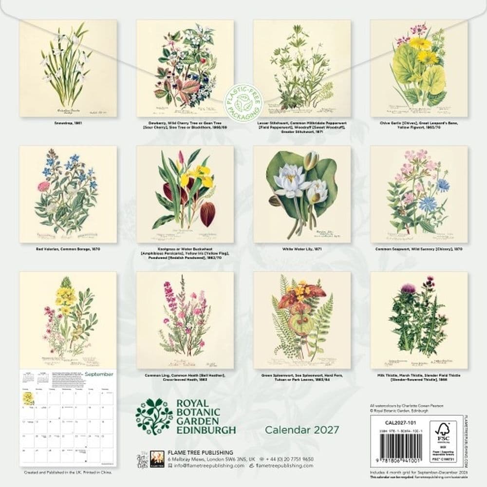 Royal Botanic Gardens Edinburgh 2027 Wall Calendar First Alternate Image