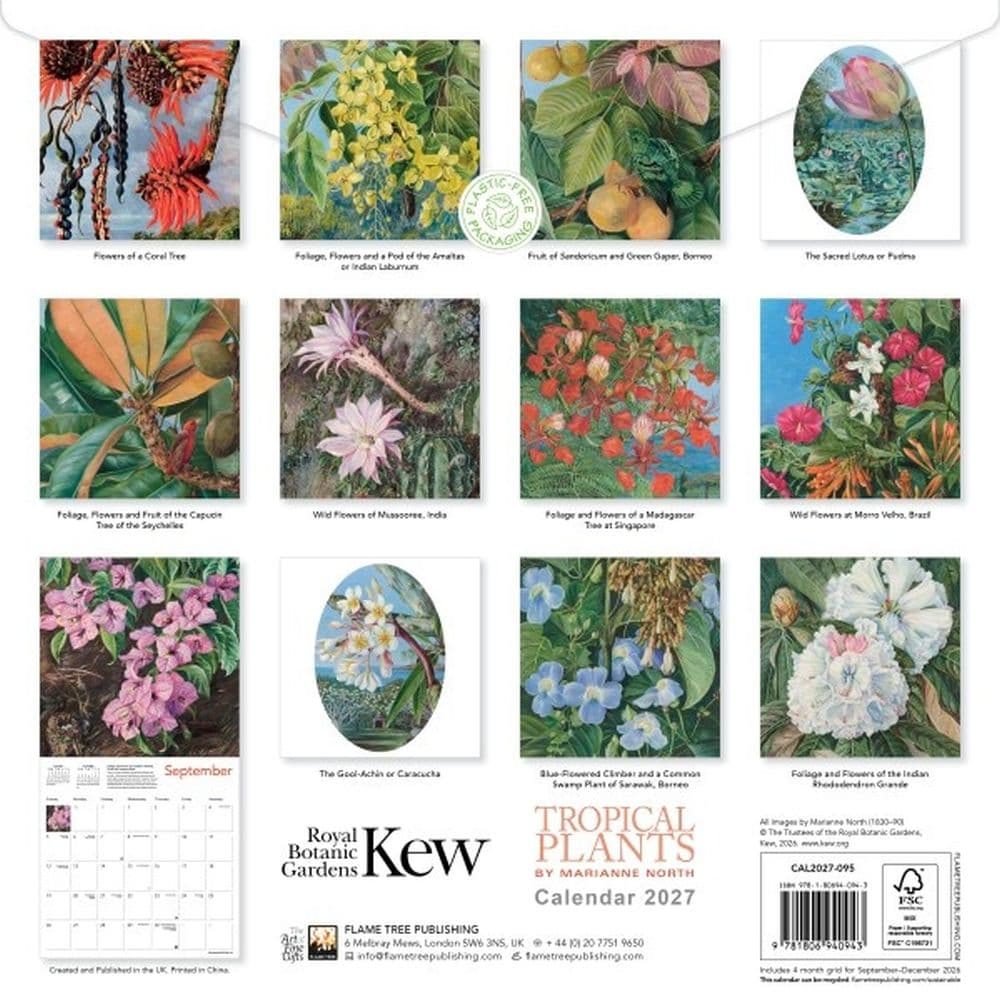 Kew Gardens Tropical Plants by Marianne North 2027 Wall Calendar First Alternate Image