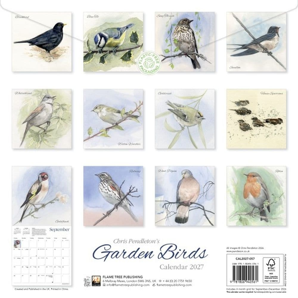 Chris Pendletons Garden Birds 2027 Wall Calendar First Alternate Image
