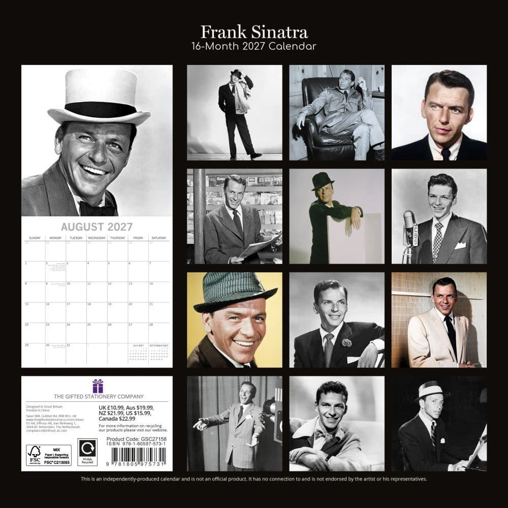 Frank Sinatra 2027 Wall Calendar First Alternate Image