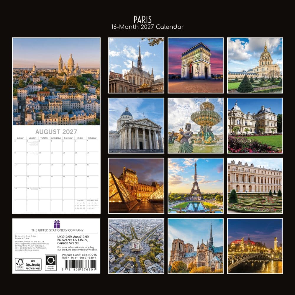 Paris 2027 Wall Calendar First Alternate Image