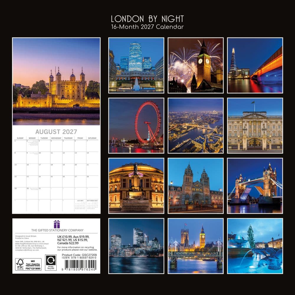 London by Night 2027 Wall Calendar First Alternate Image