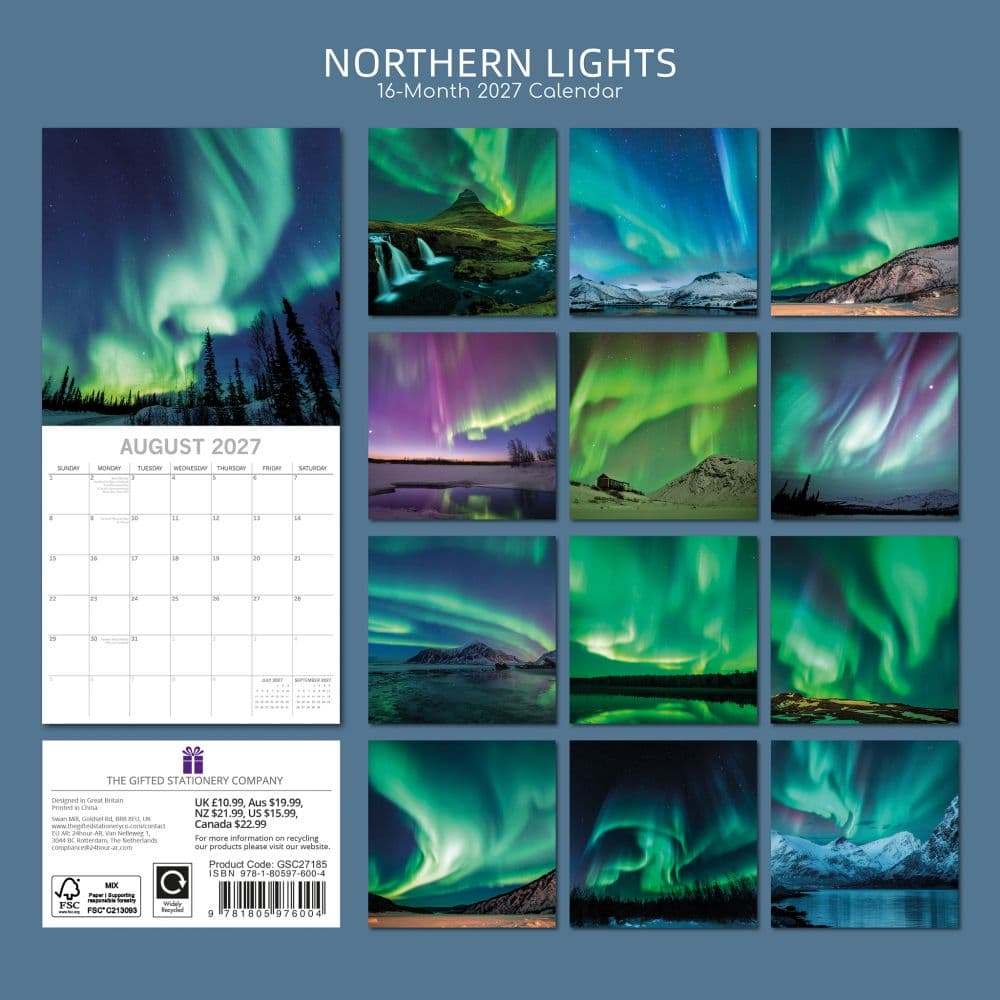 Northern Lights 2027 Wall Calendar First Alternate Image