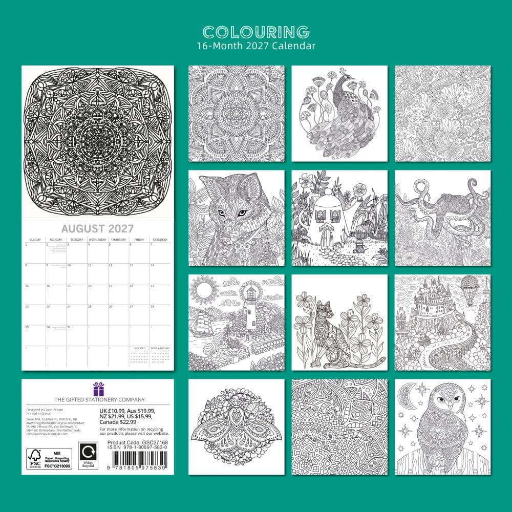 Colouring 2027 Wall Calendar First Alternate Image
