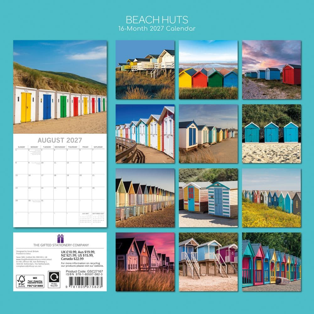 Beach Huts 2027 Wall Calendar First Alternate Image