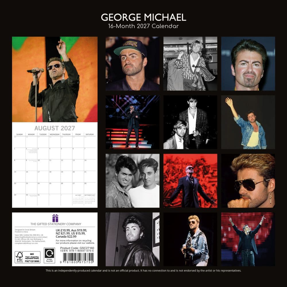 George Michael 2027 Wall Calendar First Alternate Image