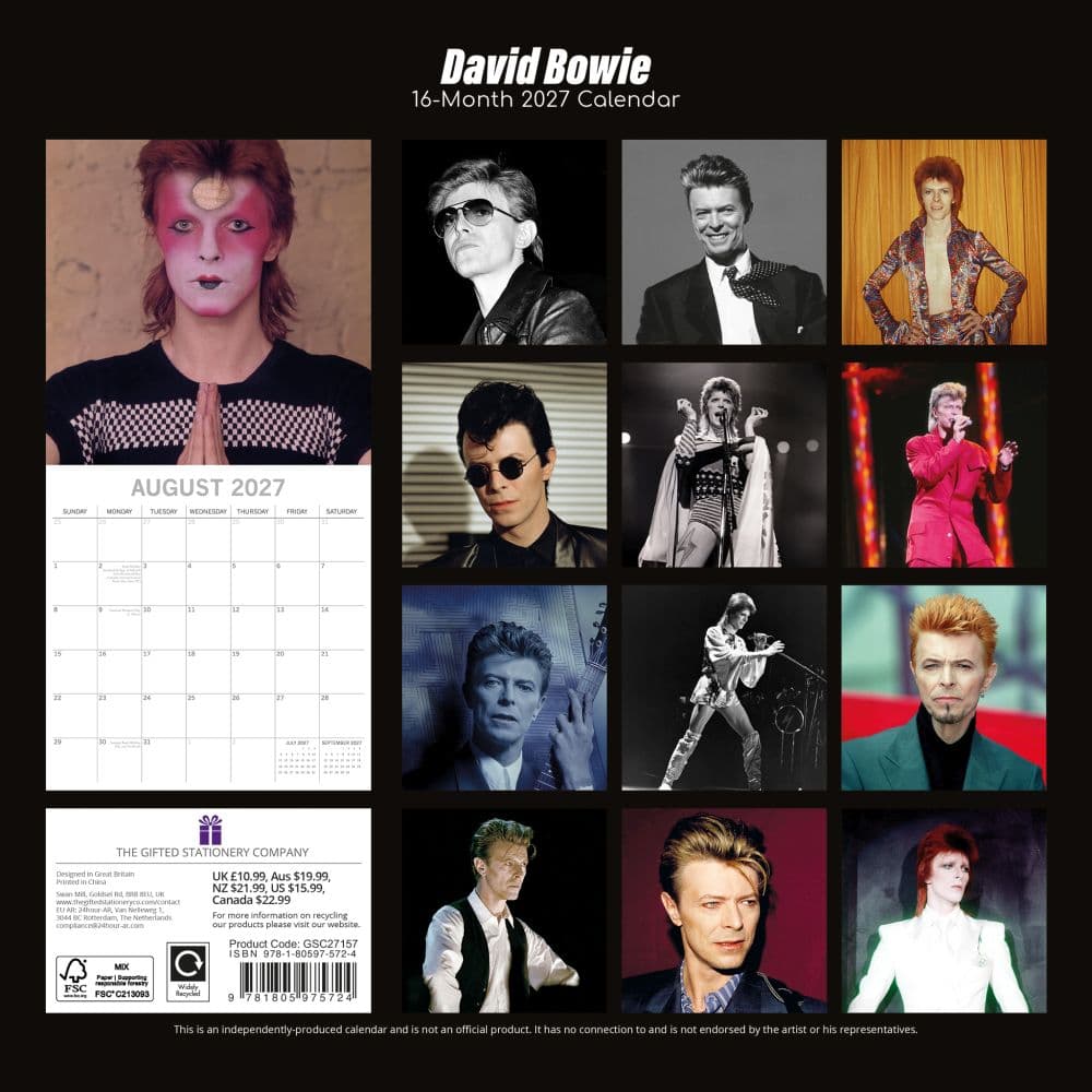 David Bowie 2027 Wall Calendar First Alternate Image