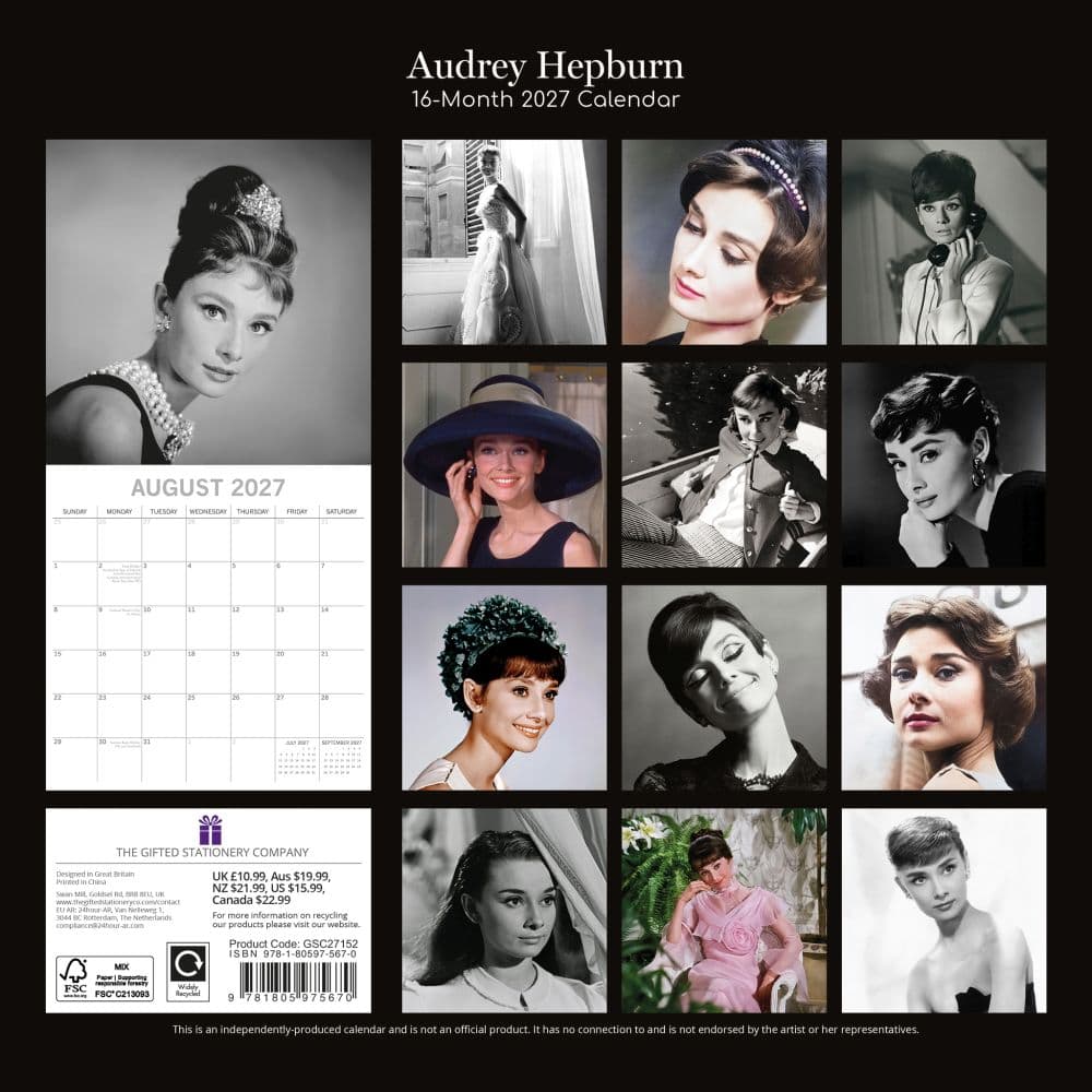 Audrey Hepburn 2027 Wall Calendar First Alternate Image