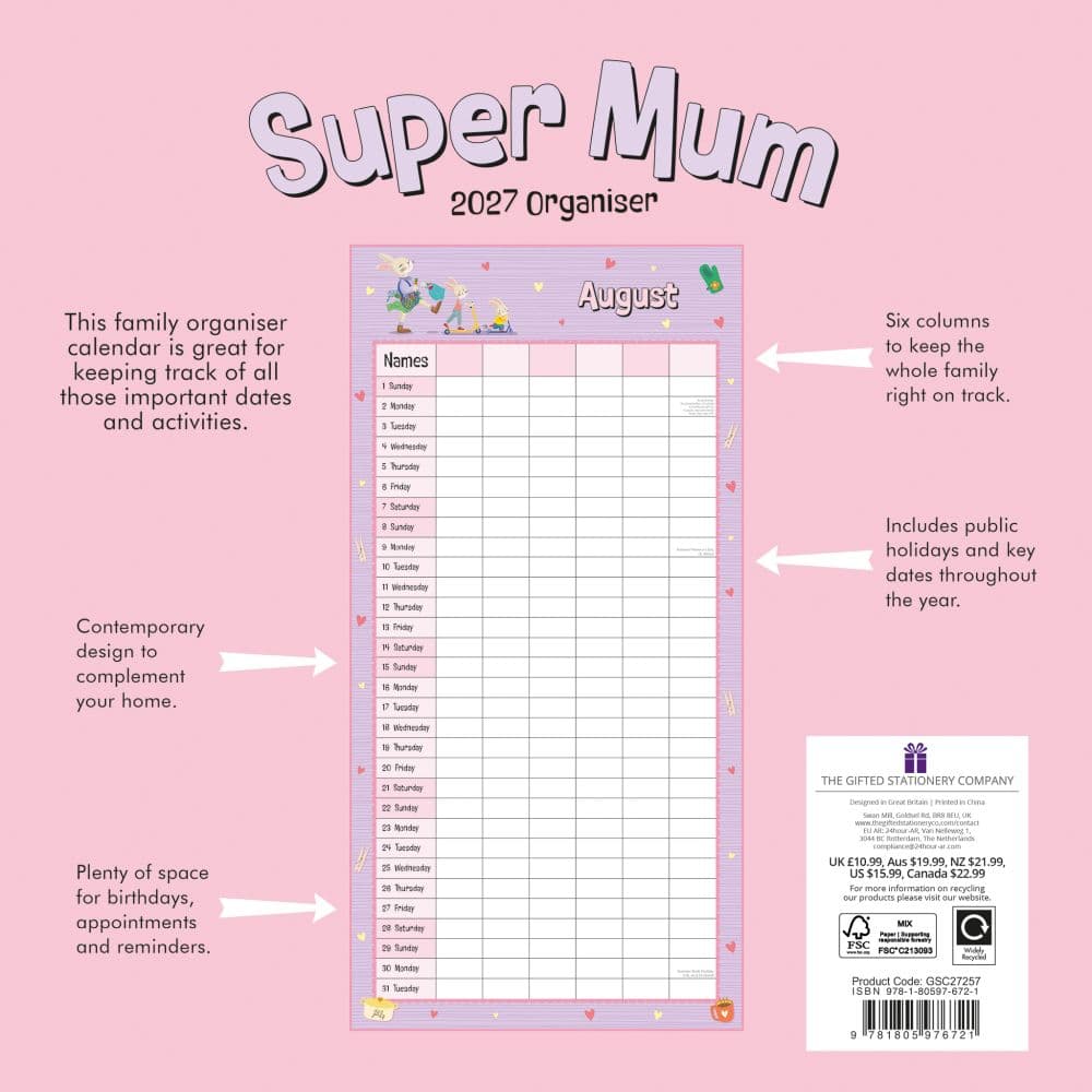 Super Mum 2027 Wall Calendar First Alternate Image