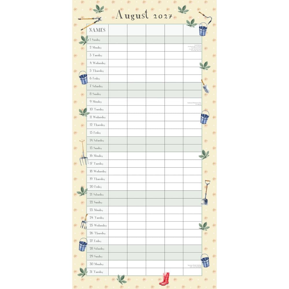 Garden Organiser 2027 Wall Calendar Second Alternate Image