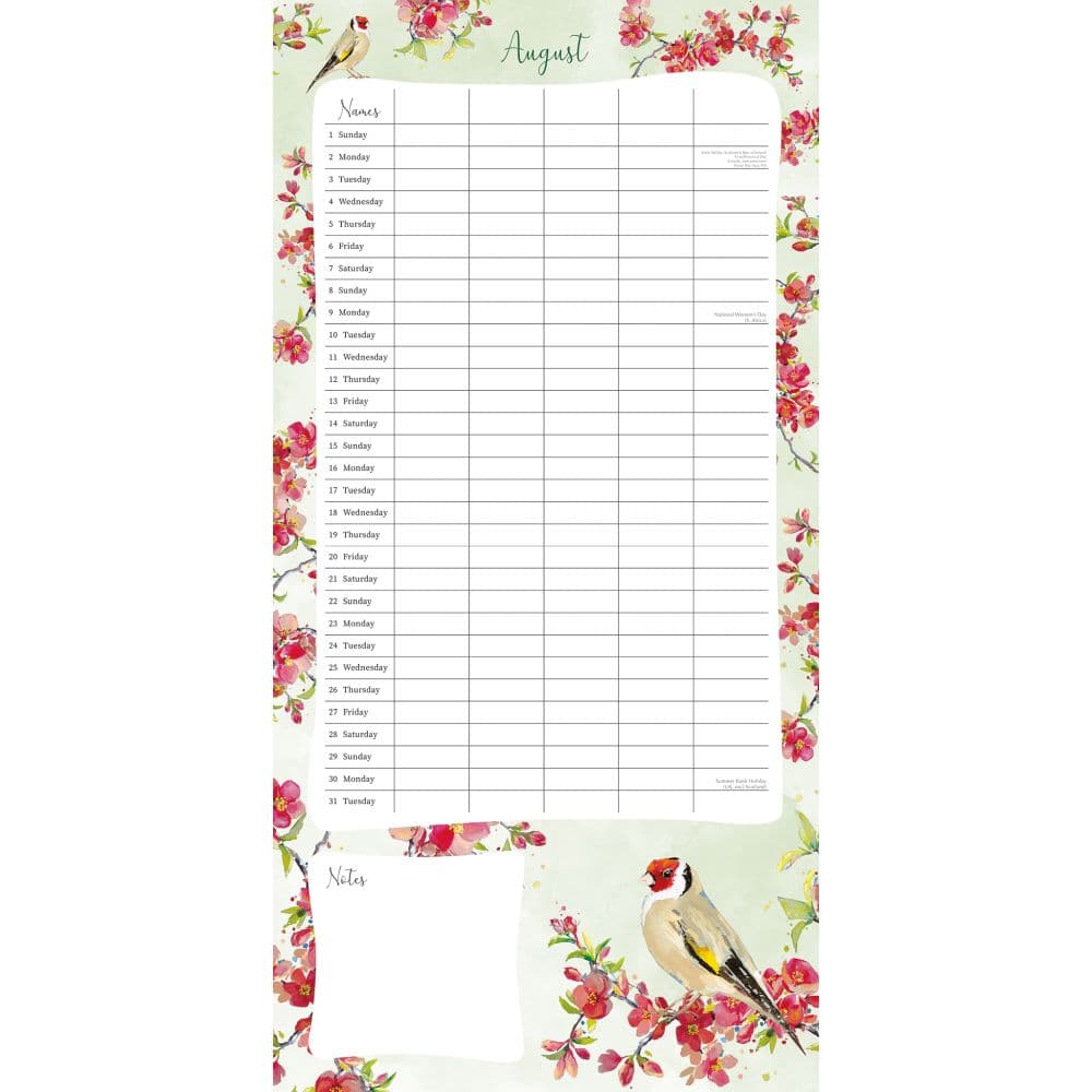 Family Organiser Birdsong 2027 Wall Calendar Second Alternate Image