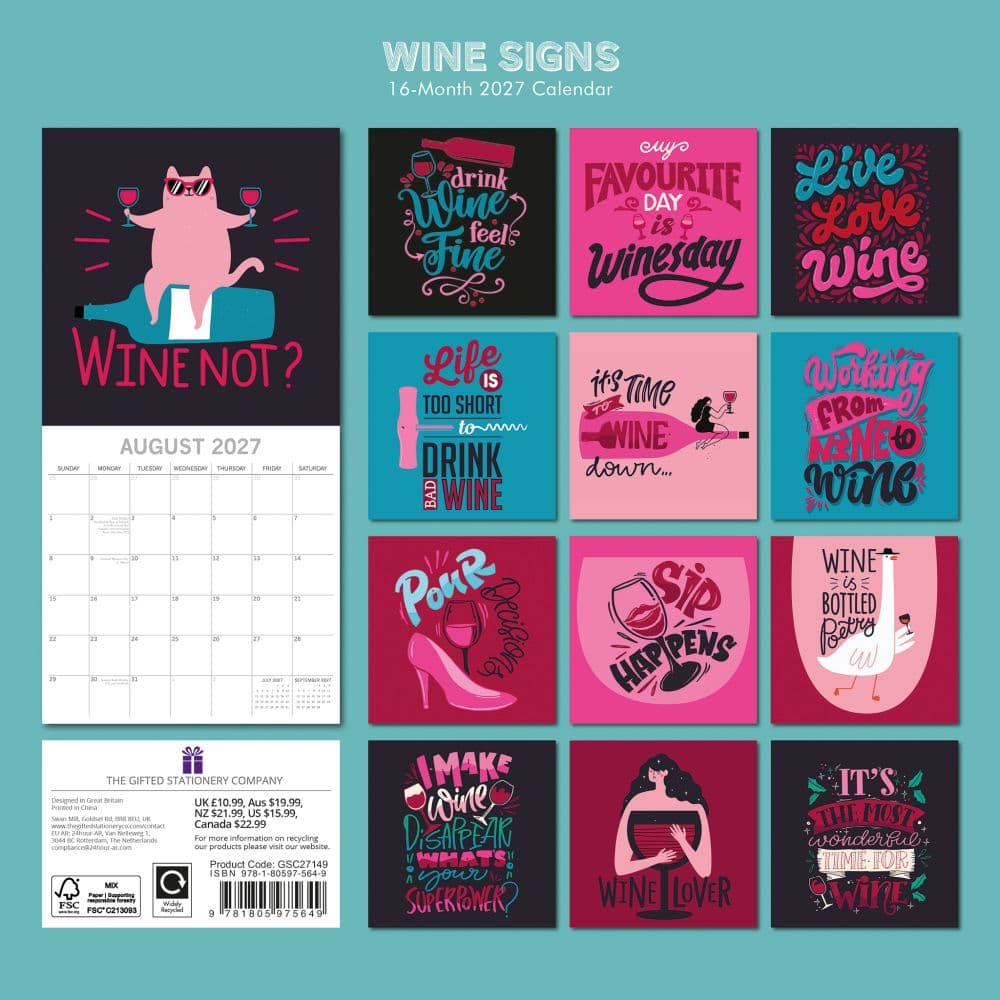 Wine Signs 2027 Wall Calendar First Alternate Image