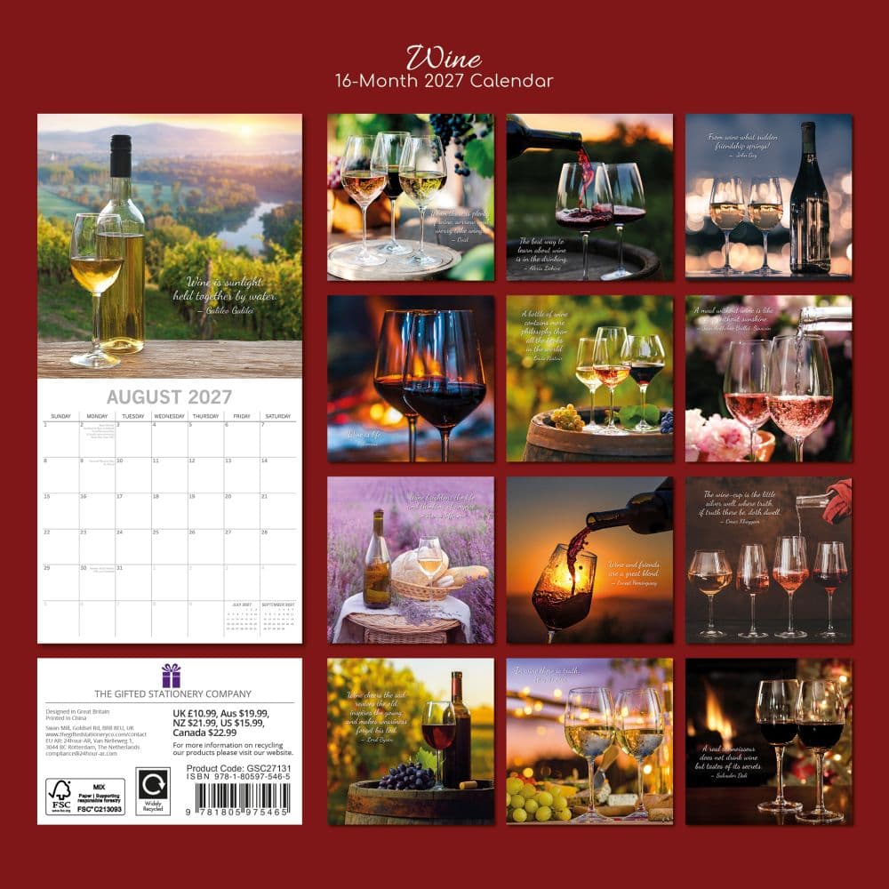 Wine 2027 Wall Calendar - Calendars.com