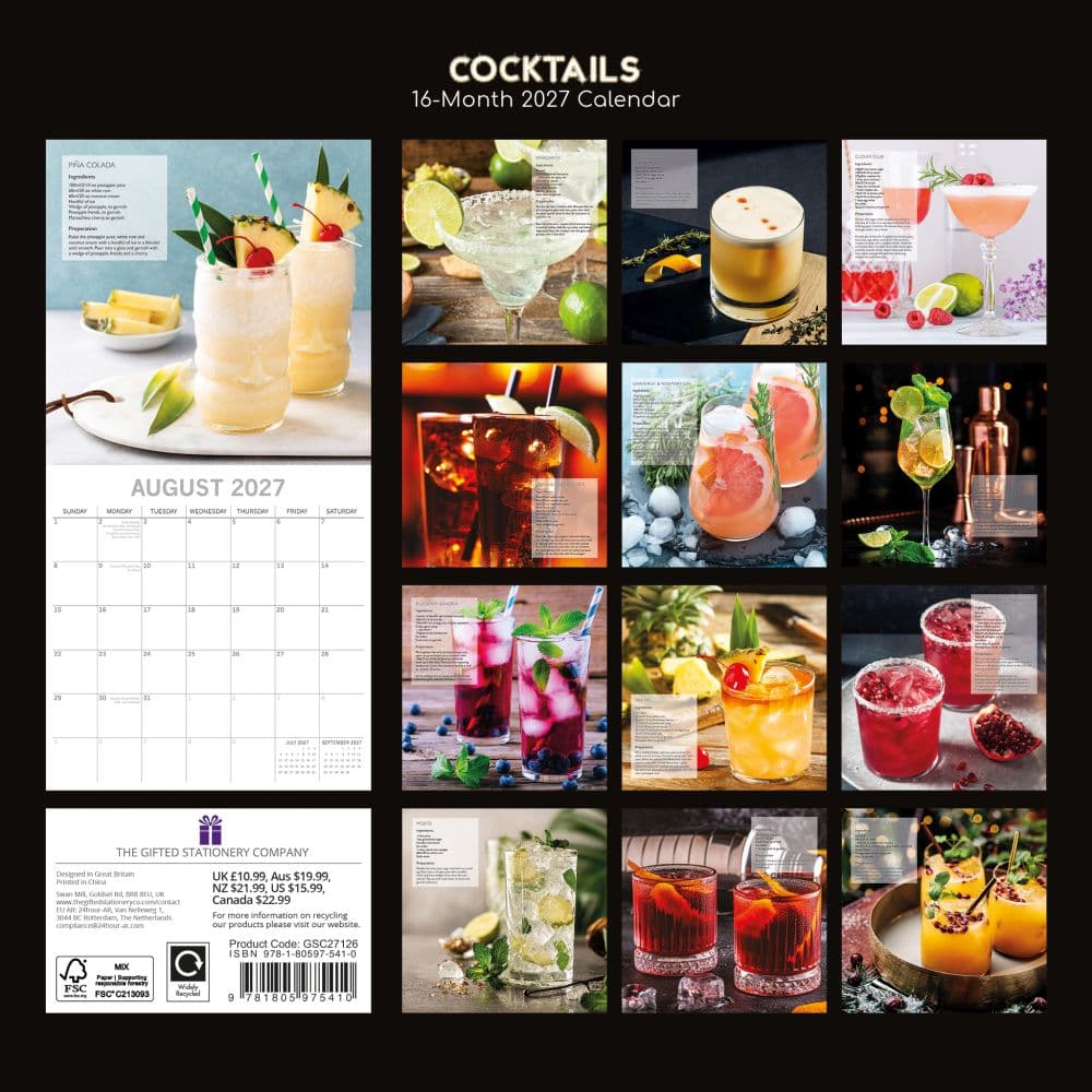 Cocktails 2027 Wall Calendar First Alternate Image