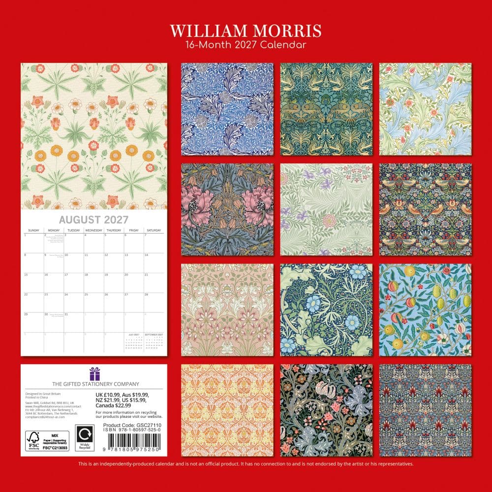 William Morris 2027 Wall Calendar First Alternate Image