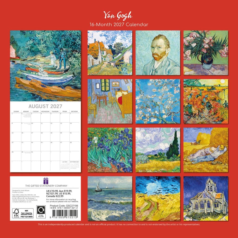 Van Gogh 2027 Wall Calendar First Alternate Image