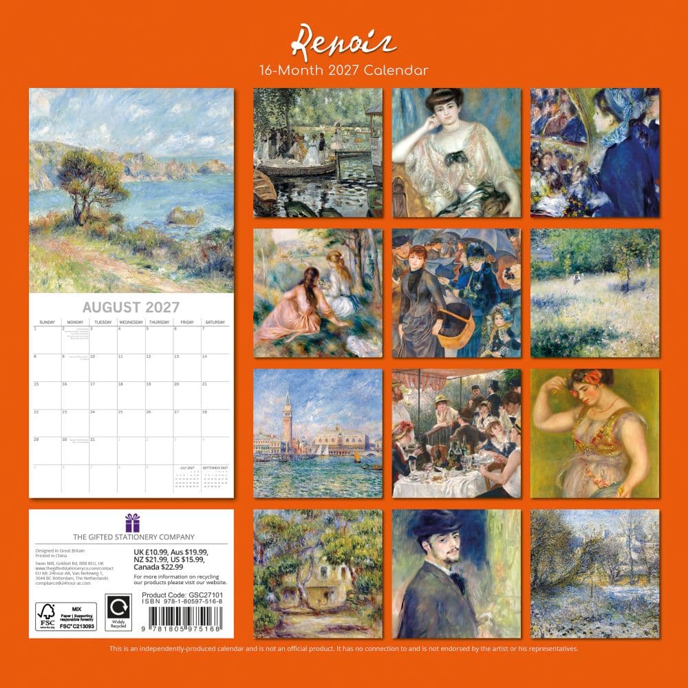 Renoir 2027 Wall Calendar First Alternate Image