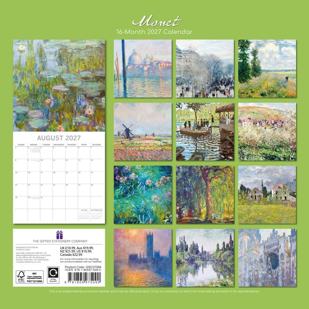 Monet 2027 Wall Calendar First Alternate Image
