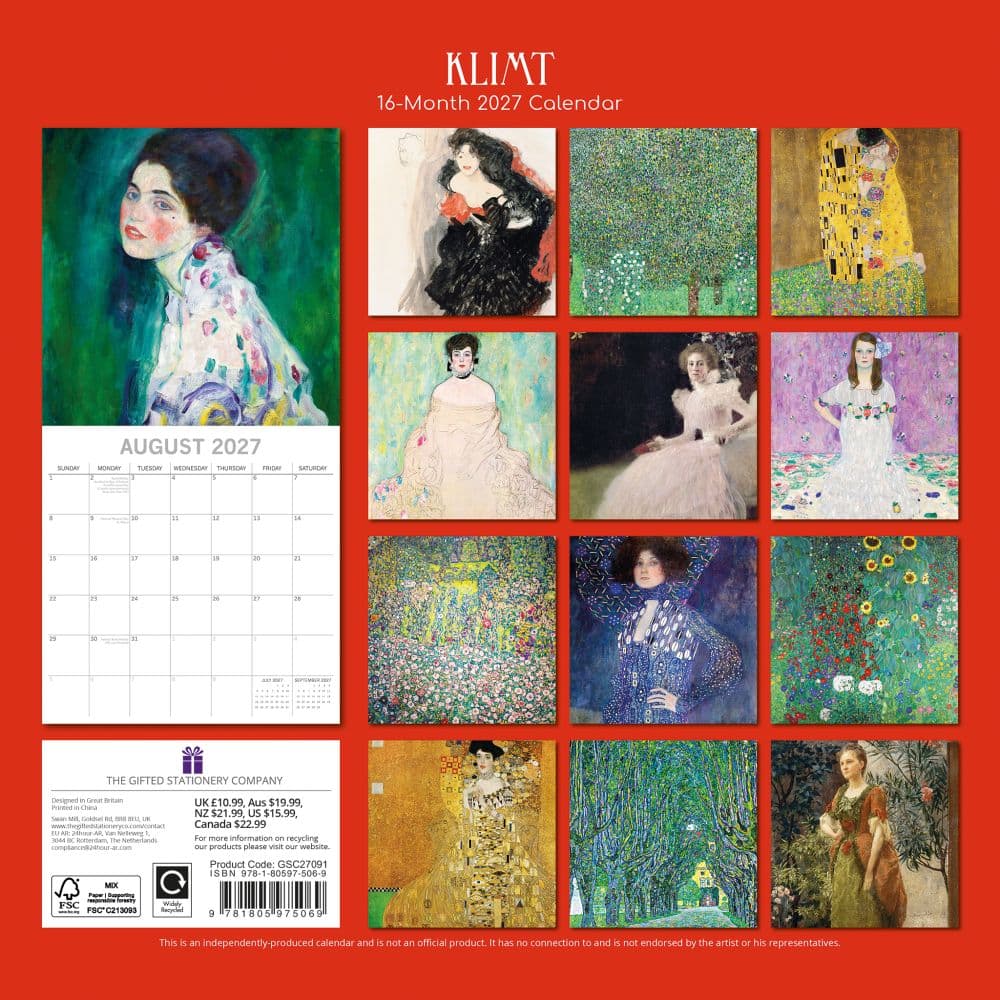 Klimt 2027 Wall Calendar First Alternate Image