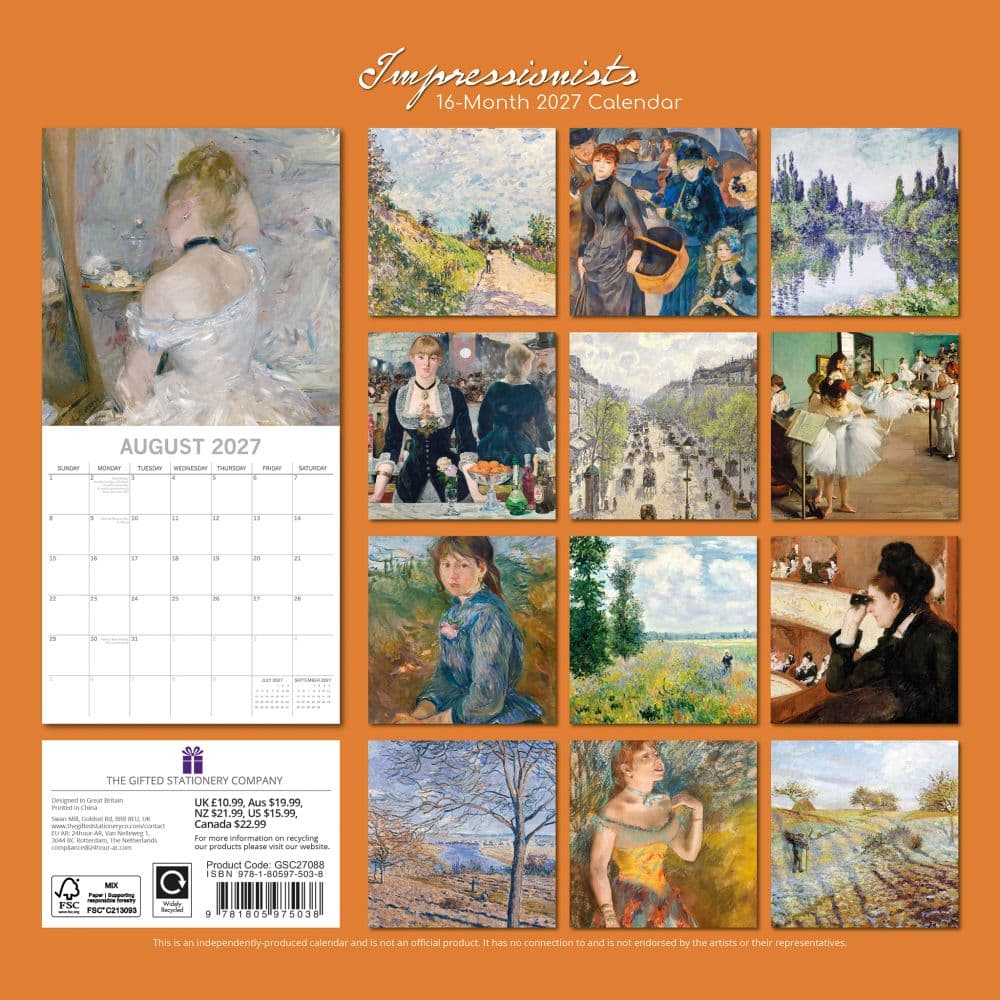 Impressionists 2027 Wall Calendar First Alternate Image
