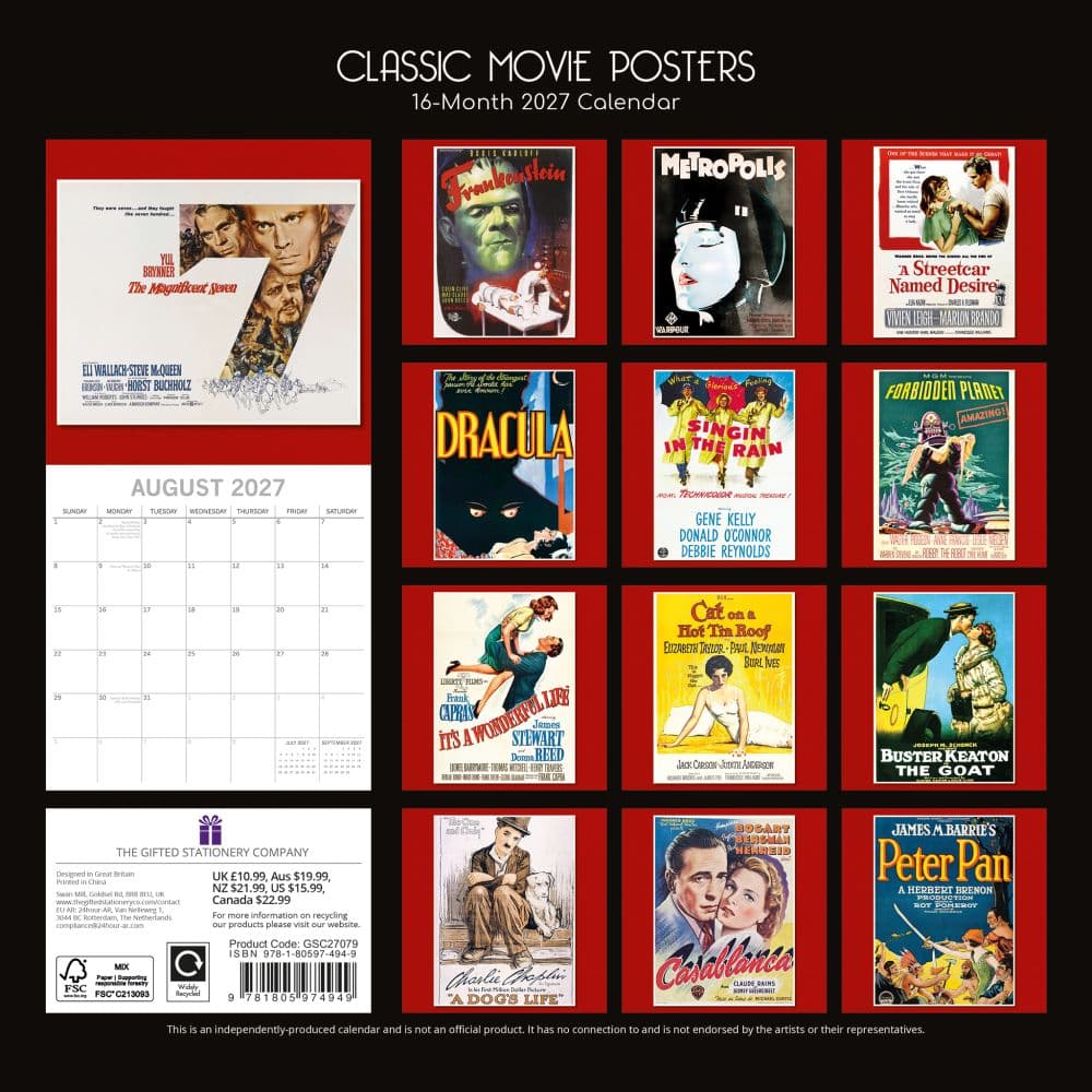 Classic Movie Posters 2027 Wall Calendar First Alternate Image