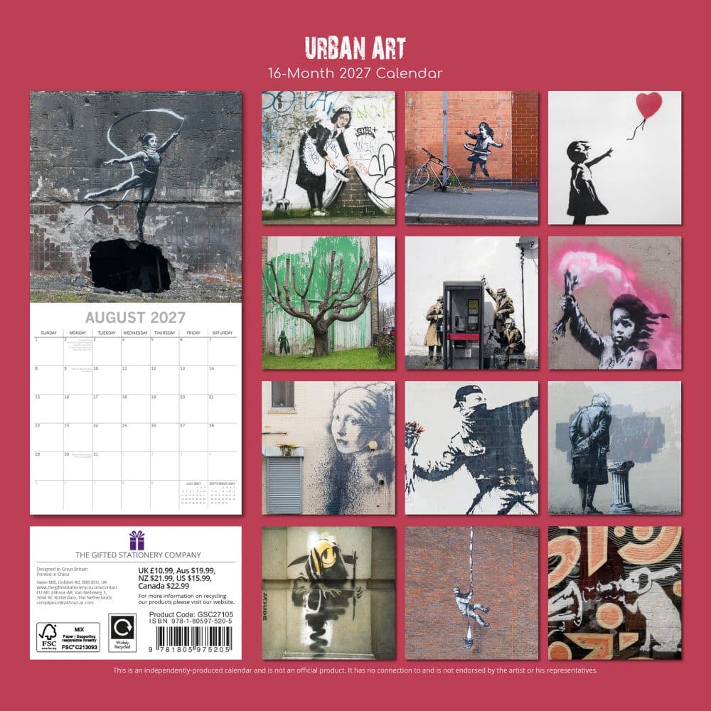 Urban Art Featuring Banksy 2027 Wall Calendar First Alternate Image