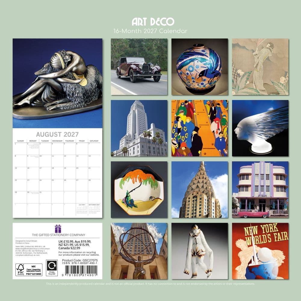 Art Deco 2027 Wall Calendar First Alternate Image