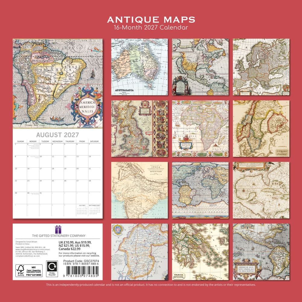 Antique Maps 2027 Wall Calendar First Alternate Image