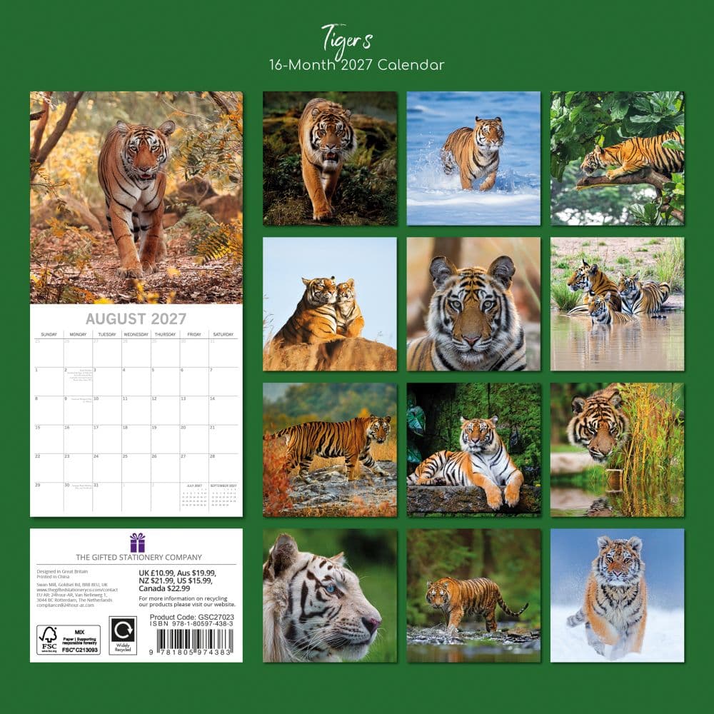 Tigers 2027 Wall Calendar First Alternate Image