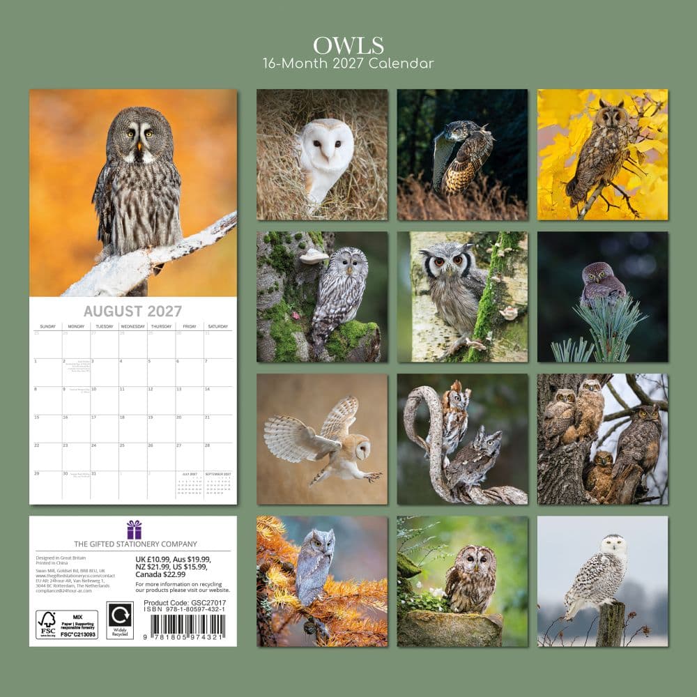Owls 2027 Wall Calendar First Alternate Image