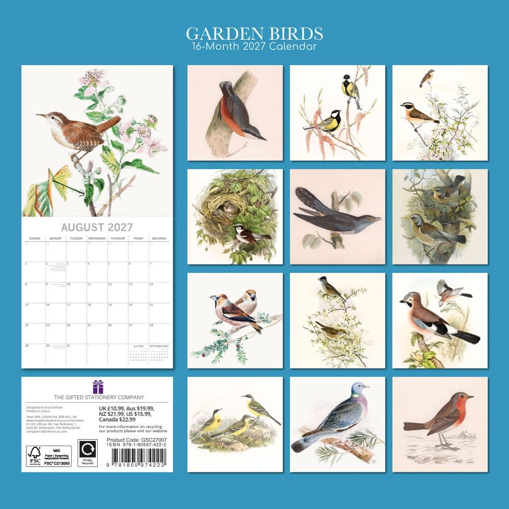 Garden Birds 2027 Wall Calendar First Alternate Image