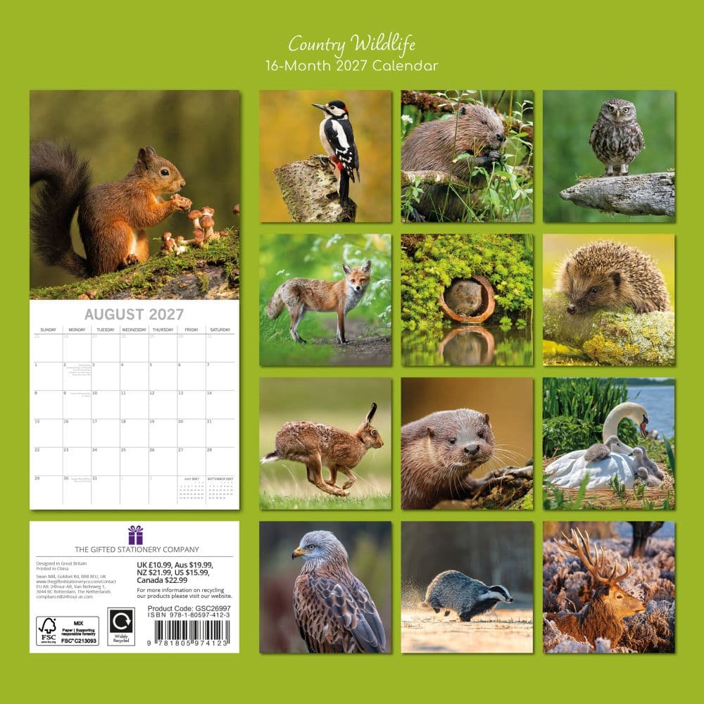 Country Wildlife 2027 Wall Calendar First Alternate Image