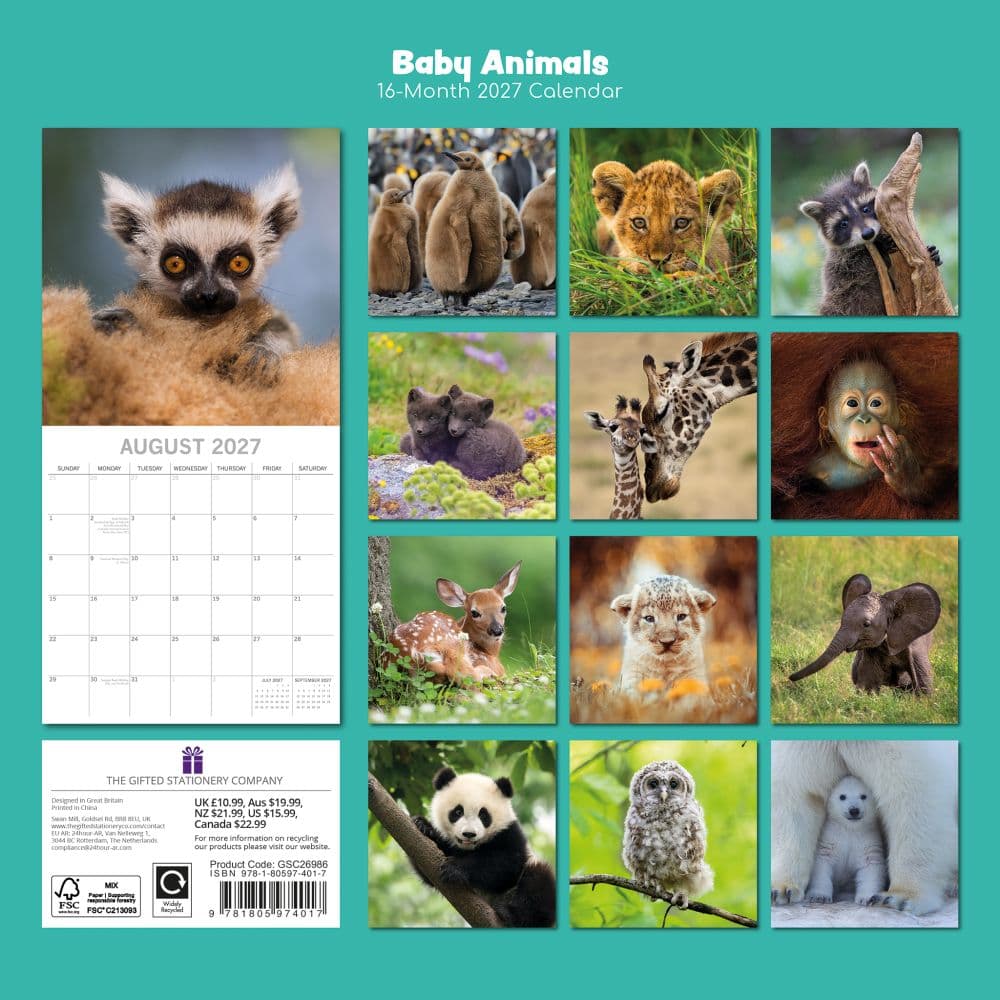 Baby Animals 2027 Wall Calendar First Alternate Image