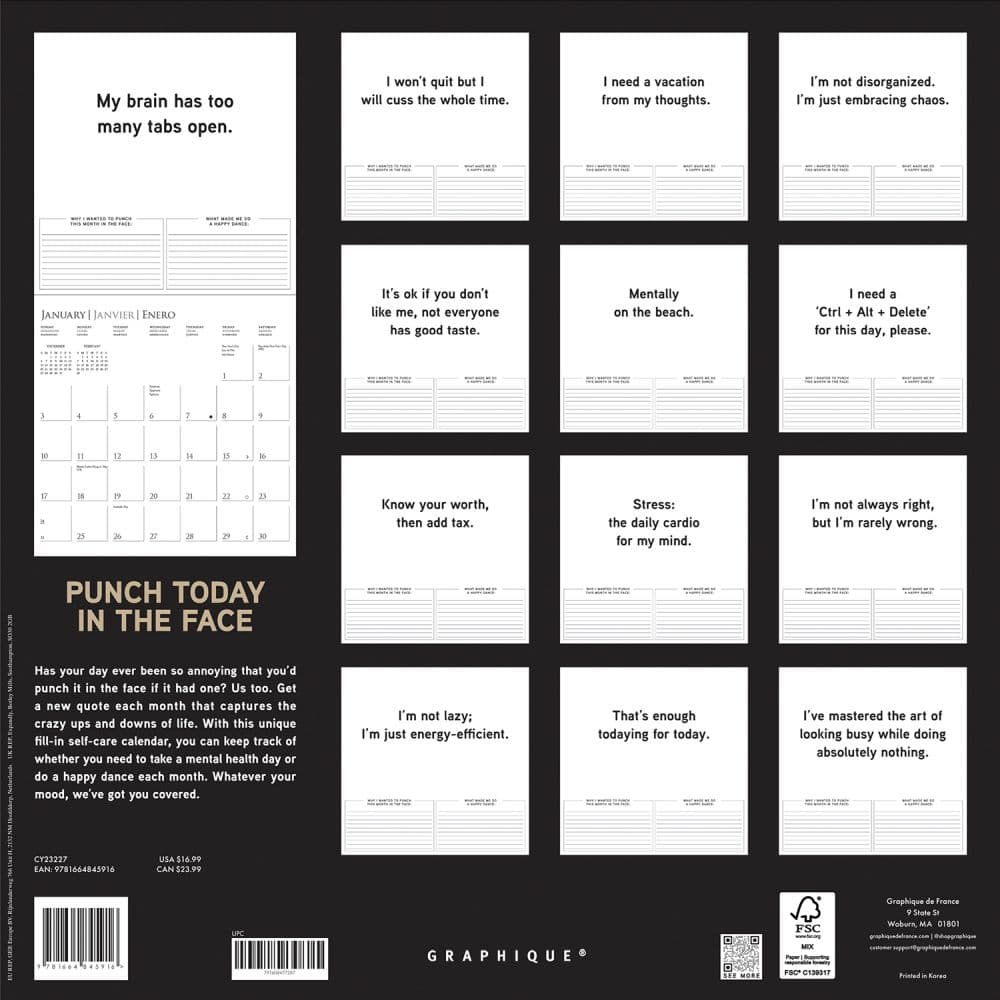 Punch Today in the Face 2027 Wall Calendar First Alternate Image