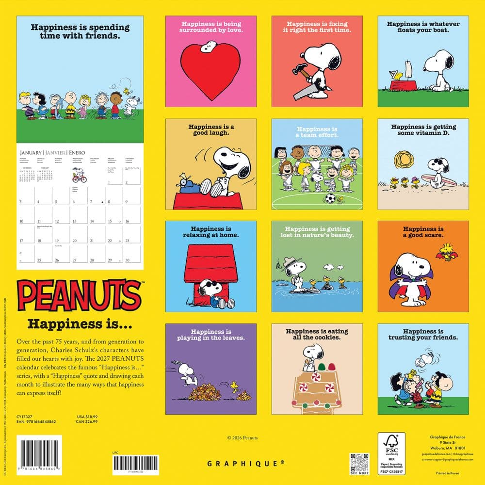 Peanuts Happiness Is 2027 Wall Calendar First Alternate Image