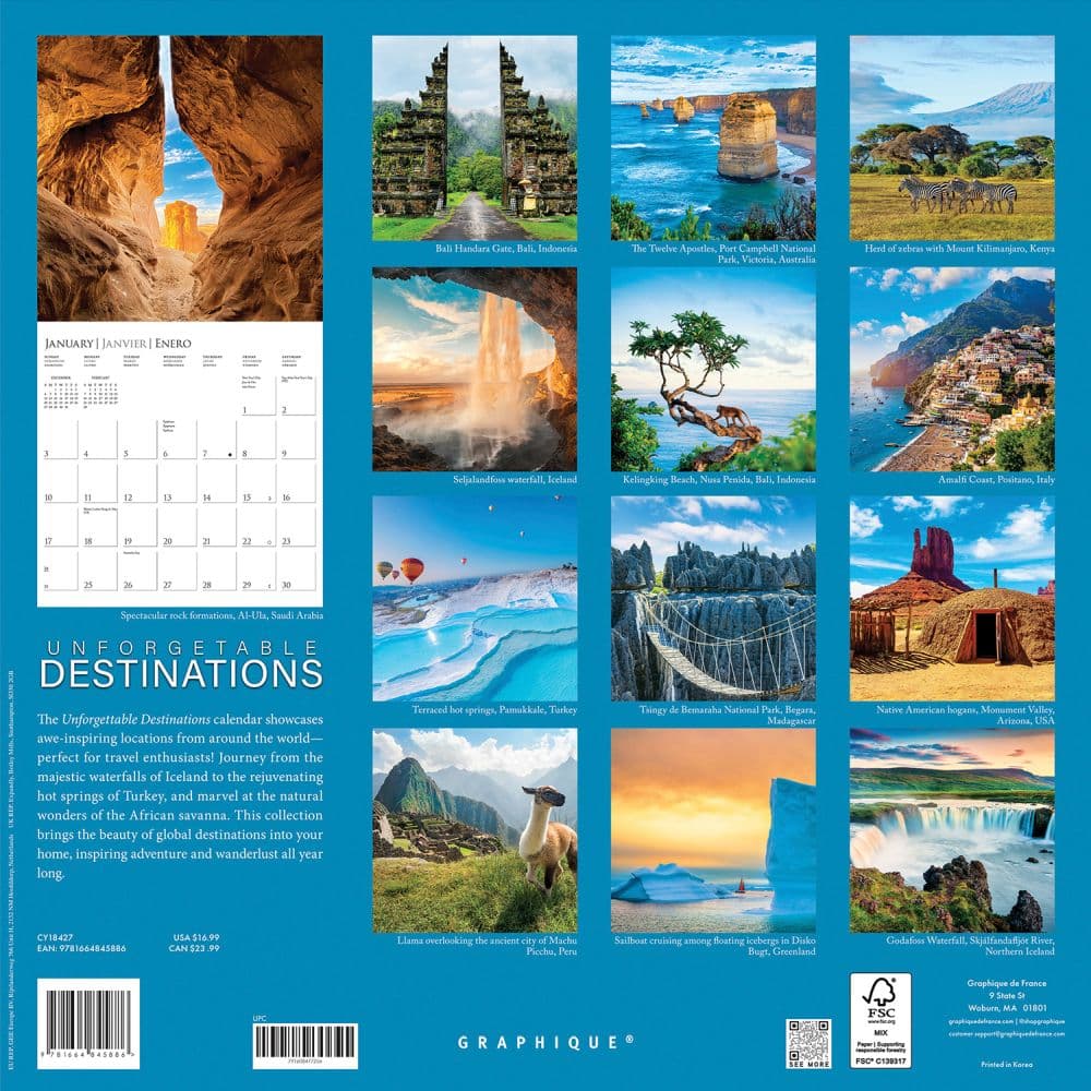 Unforgettable Destinations 2027 Wall Calendar First Alternate Image