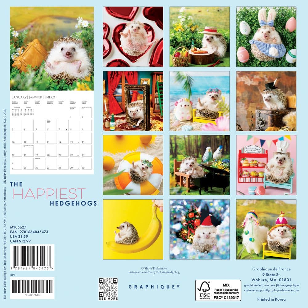Happiest Hedgehogs 2027 Mini Wall Calendar First Alternate Image