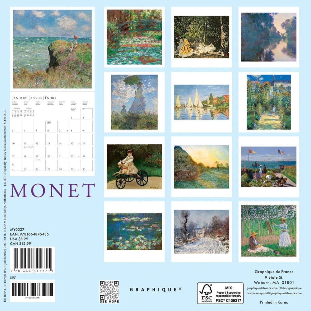Monet 2027 Mini Wall Calendar First Alternate Image