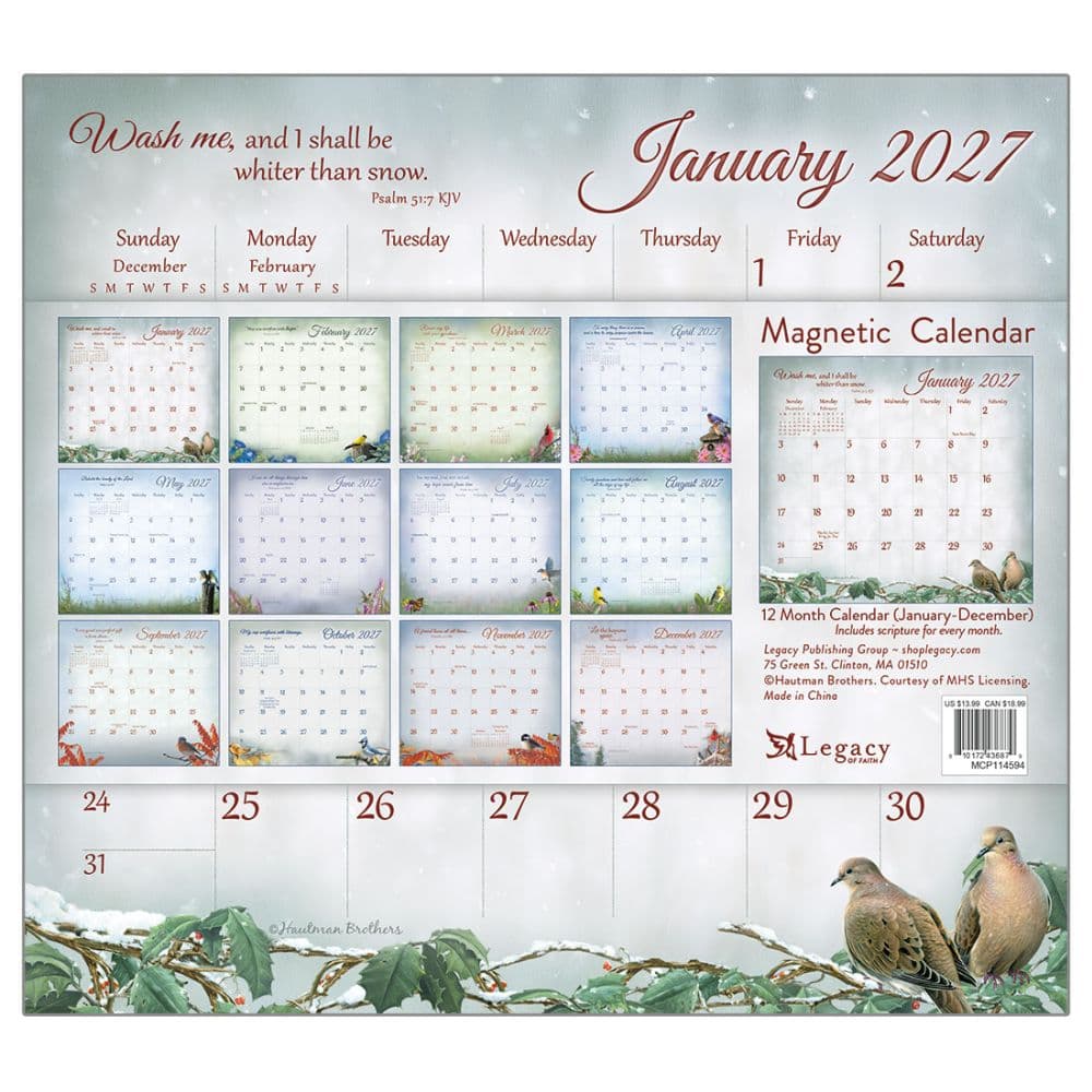 Songbirds of Faith 2027 Magnetic Calendar by Hautman Brothers First Alternate Image