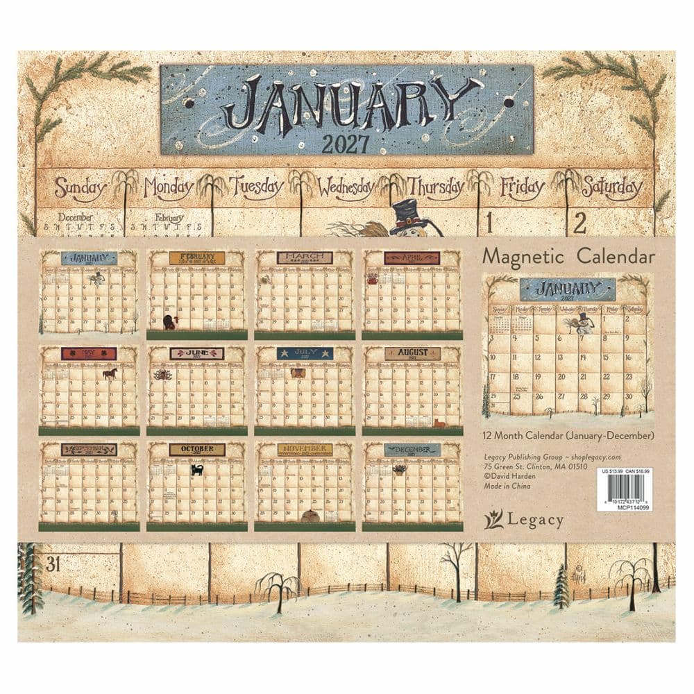 Folk Art by David Harden 2027 Magnetic Calendar First Alternate Image