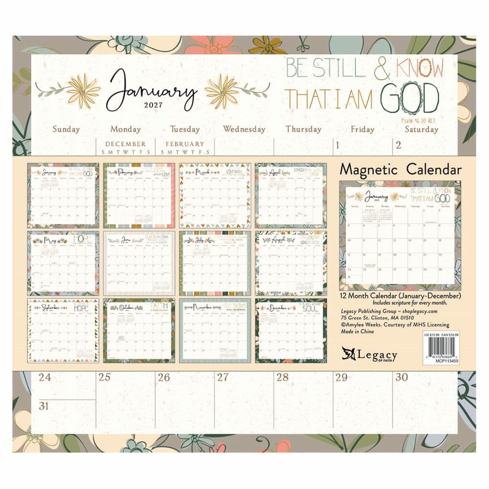 Be Still 2027 Magnetic Calendar by Amylee Weeks First Alternate Image