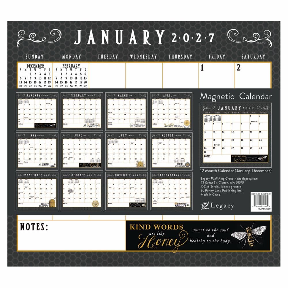 Beeutiful Life 2027 Magnetic Calendar by Deb Strain First Alternate Image